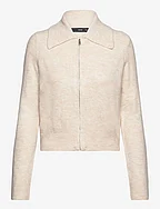Knitted jacket with zip - LIGHT BEIGE