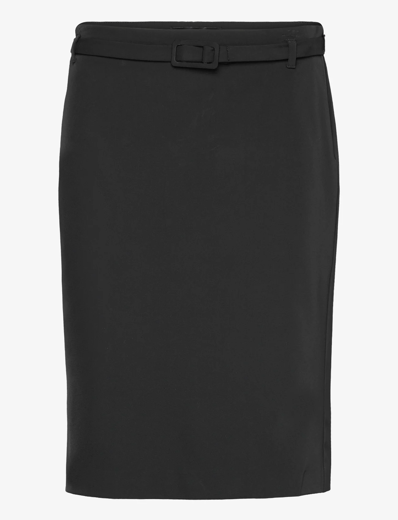 Mango - Pencil belt skirt - midi nederdele - black - 0