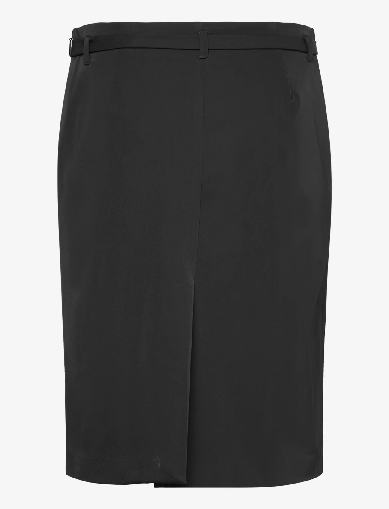 Mango - Pencil belt skirt - midi nederdele - black - 1