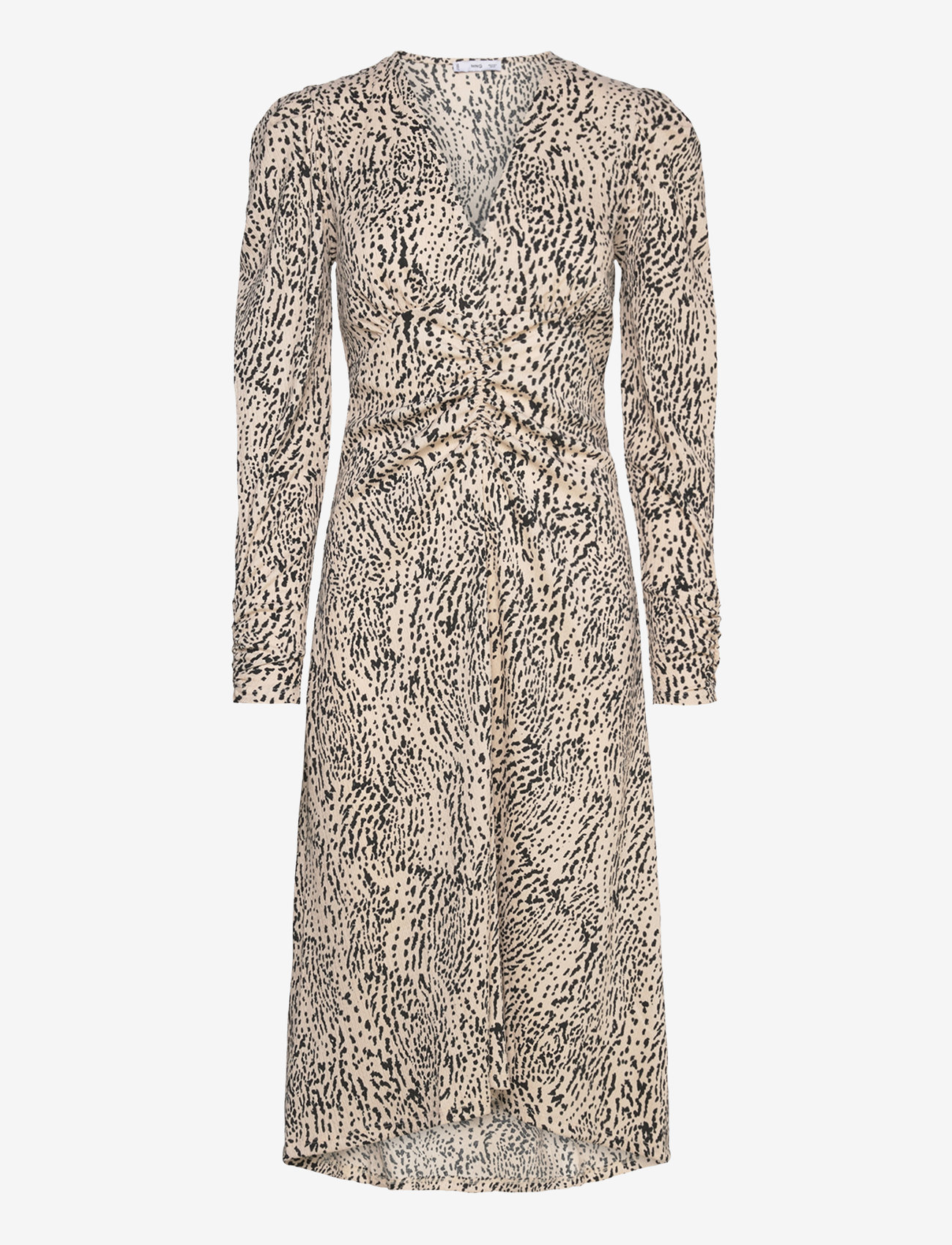 Mango - V-neck dress with gathered neckline - laveste priser - light beige - 0