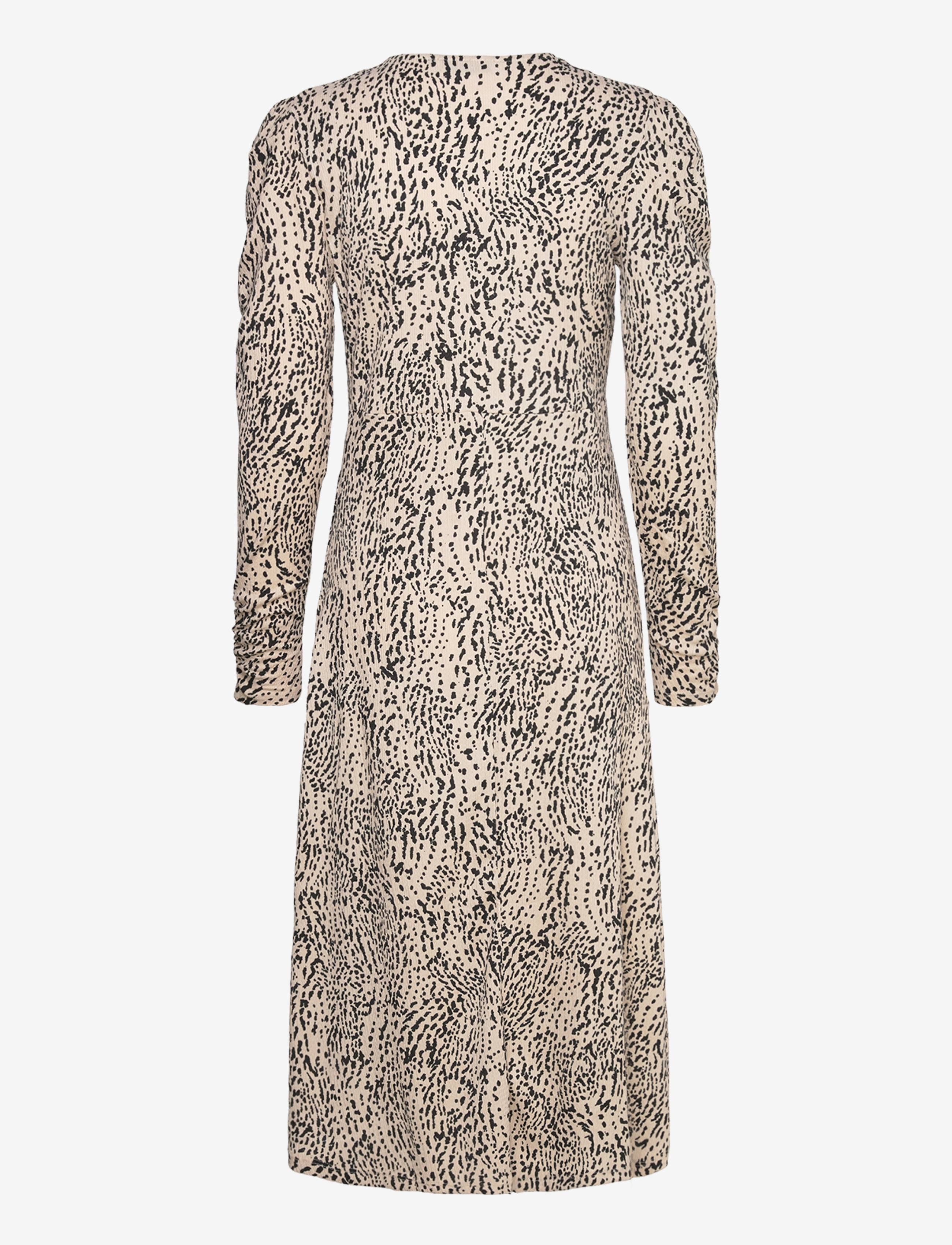 Mango - V-neck dress with gathered neckline - midikleider - light beige - 1