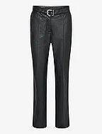 Leather-effect trousers with belt - BLACK