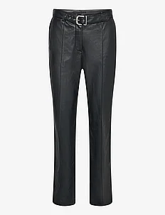 Leather-effect trousers with belt, Mango