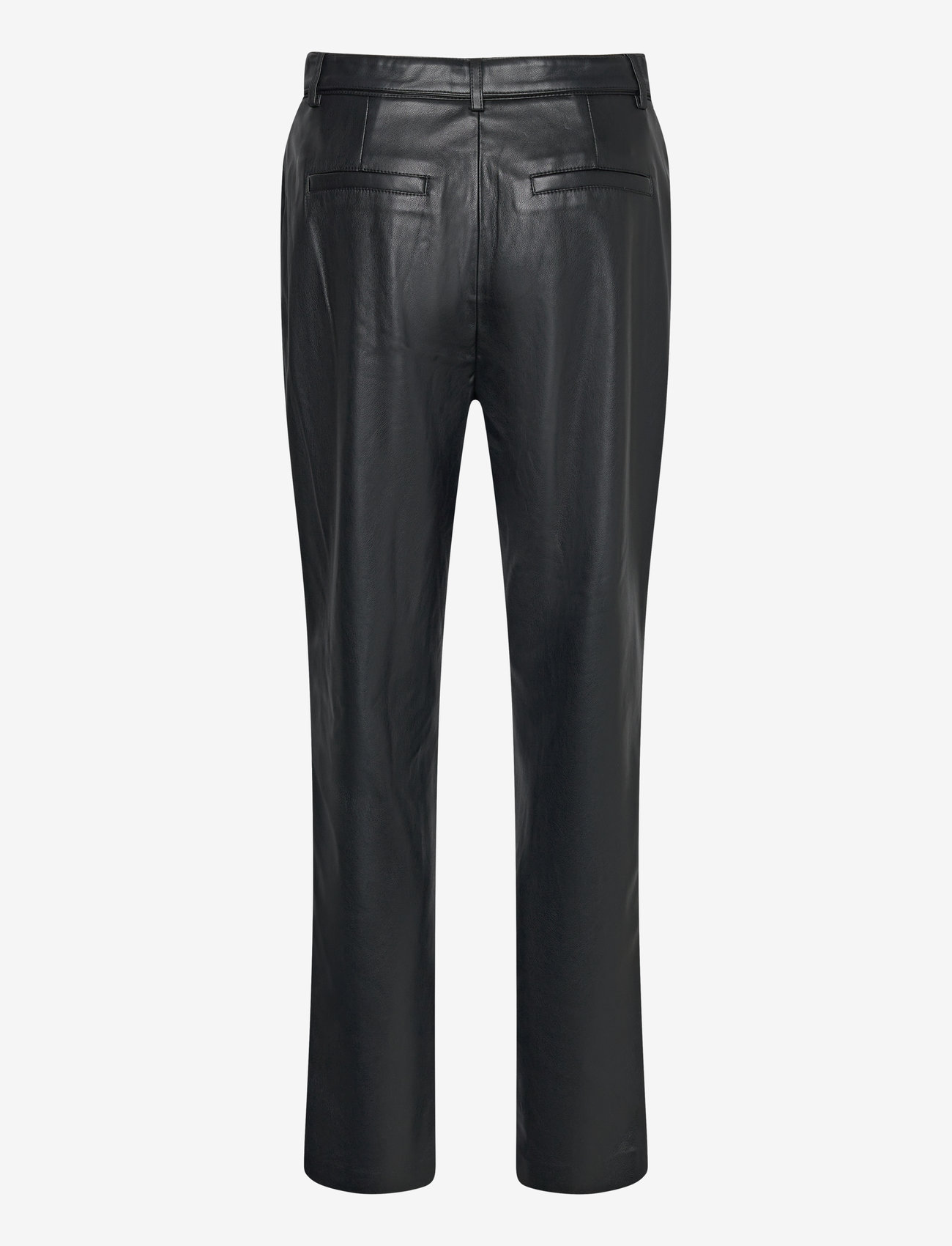 Mango - Leather-effect trousers with belt - læderbukser - black - 1