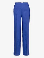 100% linen wideleg trousers - MEDIUM BLUE