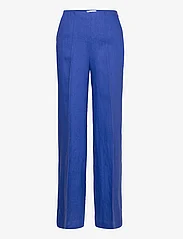Mango - 100% linen wideleg trousers - bukser med brede ben - medium blue - 0