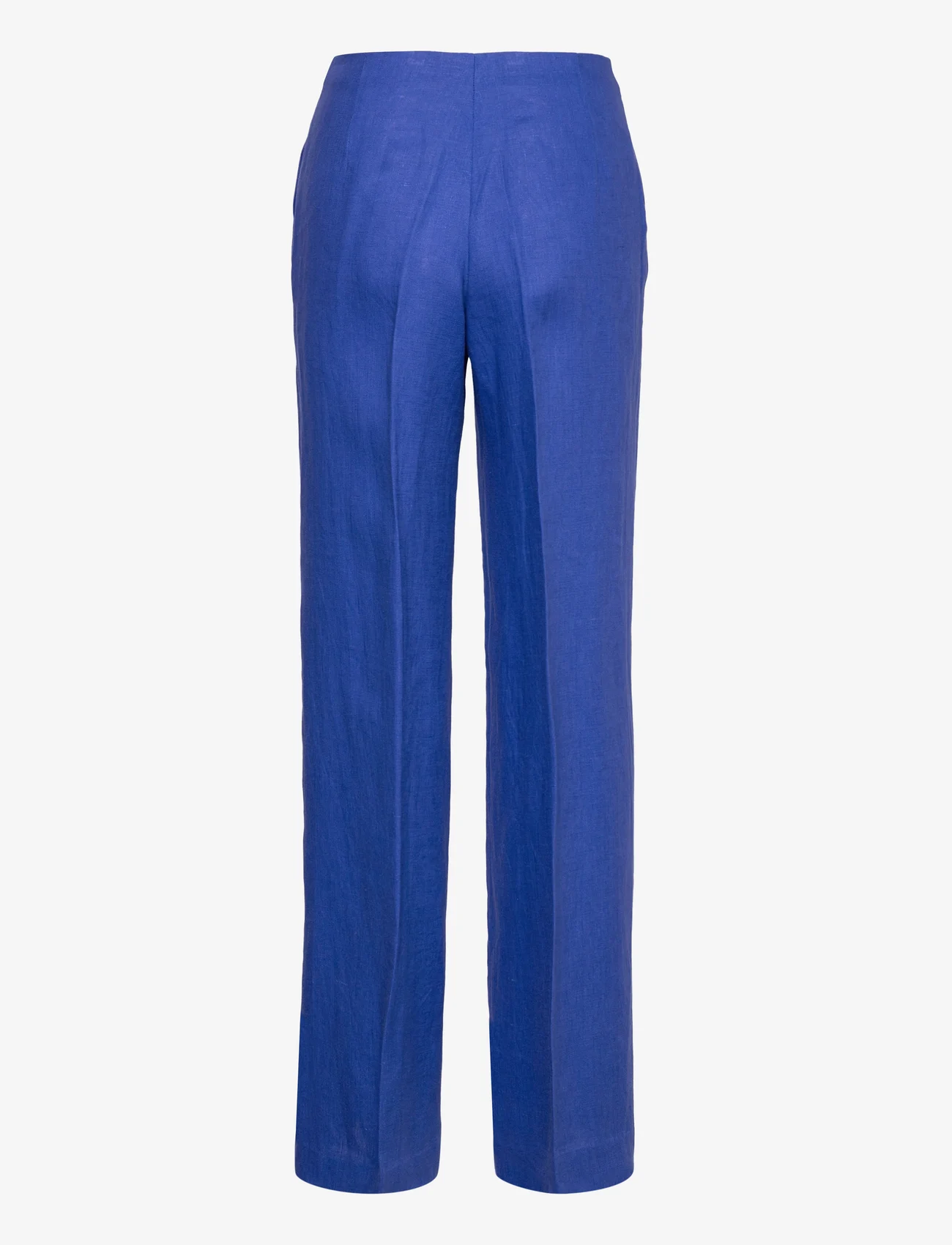Mango - 100% linen wideleg trousers - bukser med brede ben - medium blue - 1