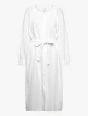 Mango - Belt cotton dress - sommarklänningar - white - 0