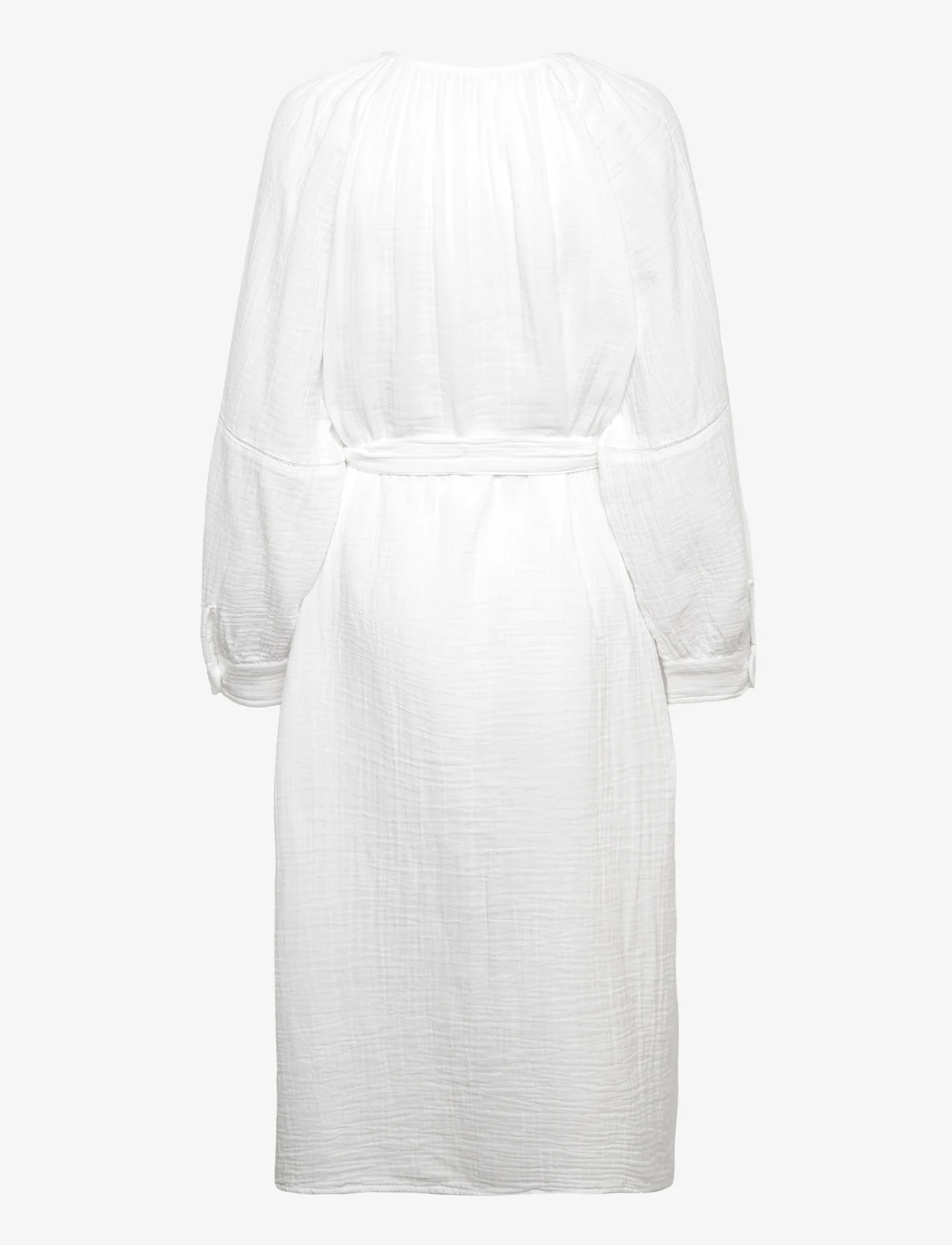 Mango - Belt cotton dress - sommarklänningar - white - 1