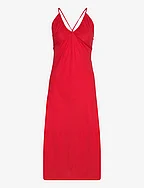 Ruched midi dress - RED
