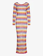 Multi-coloured crochet dress - LT-PASTEL ORANGE