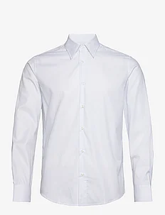 Slim-fit striped cotton twill suit shirt, Mango