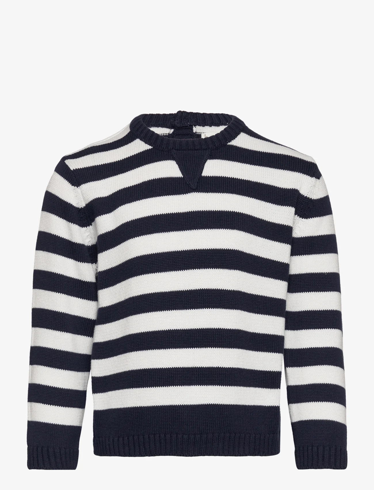 Mango - Striped cotton sweater - langermede t-skjorter - navy - 0