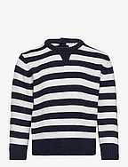 Striped cotton sweater - NAVY