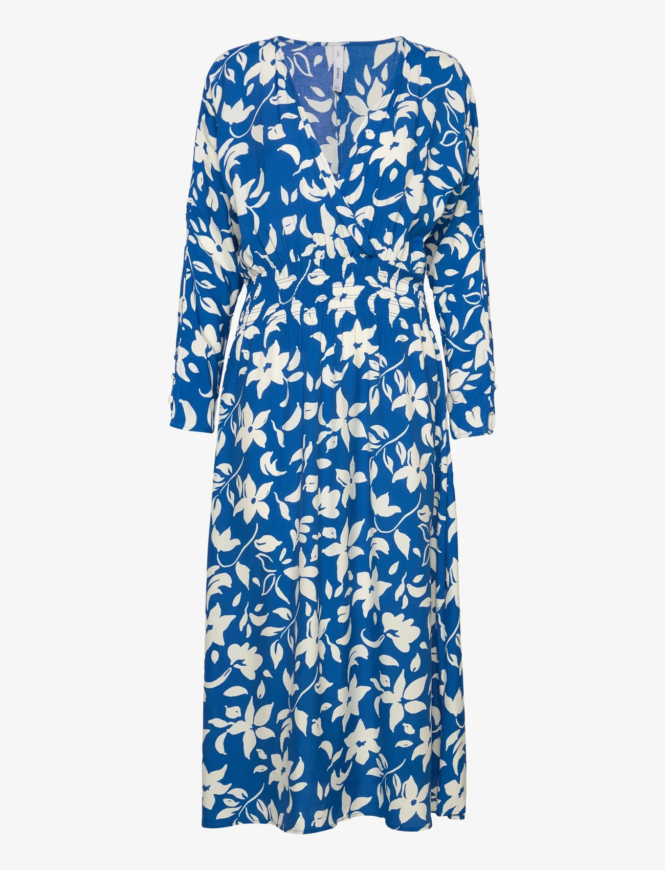 Mango - Printed dress with ruffled detail - sommarklänningar - medium blue - 0