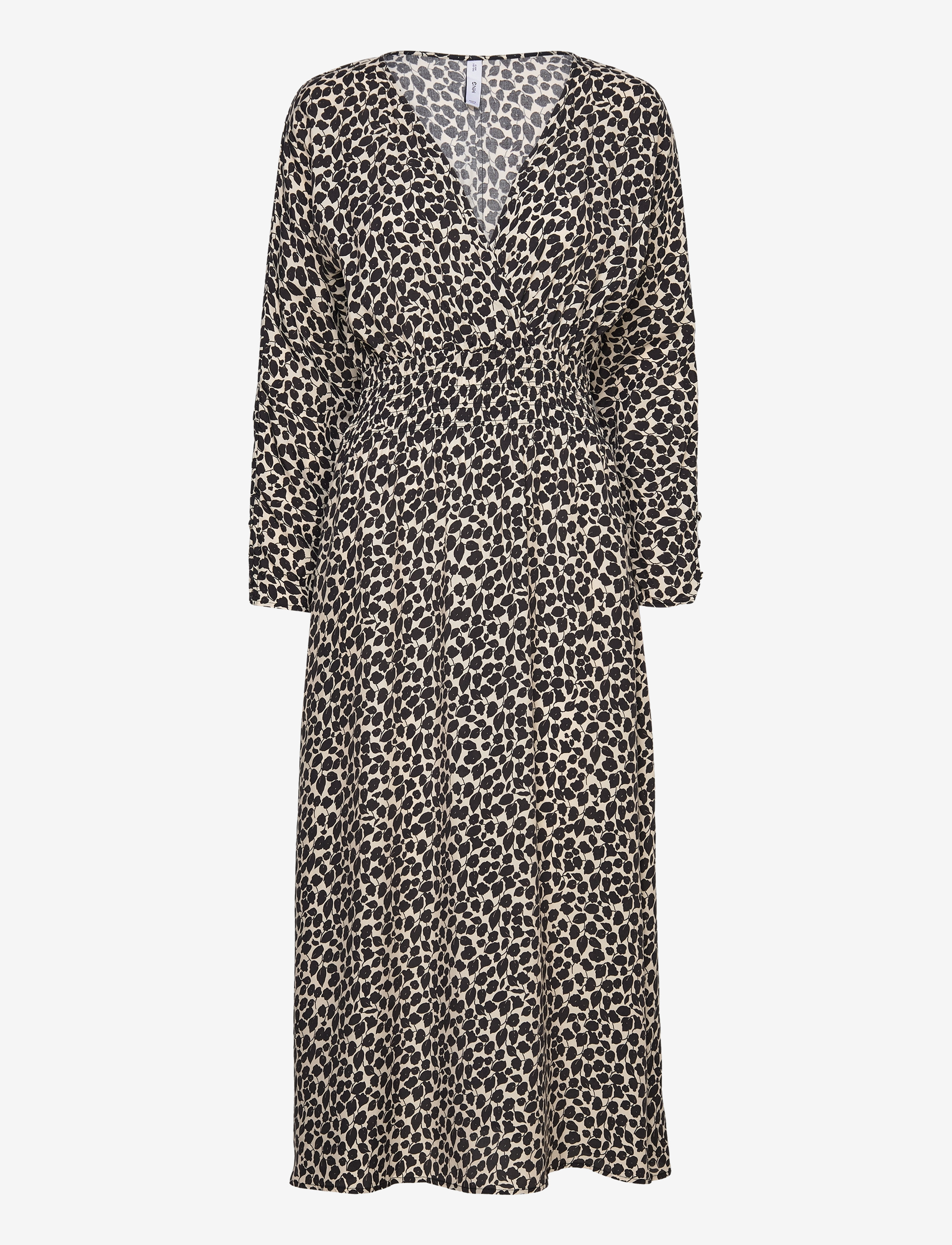 Printed dress with ruffled detail - BLACK