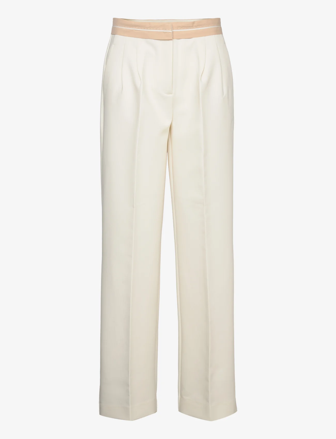Mango - Pleated trousers with turn-up waist - dressbukser - light beige - 0