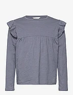 Long -sleeved t-shirt with ruffles - MEDIUM BLUE
