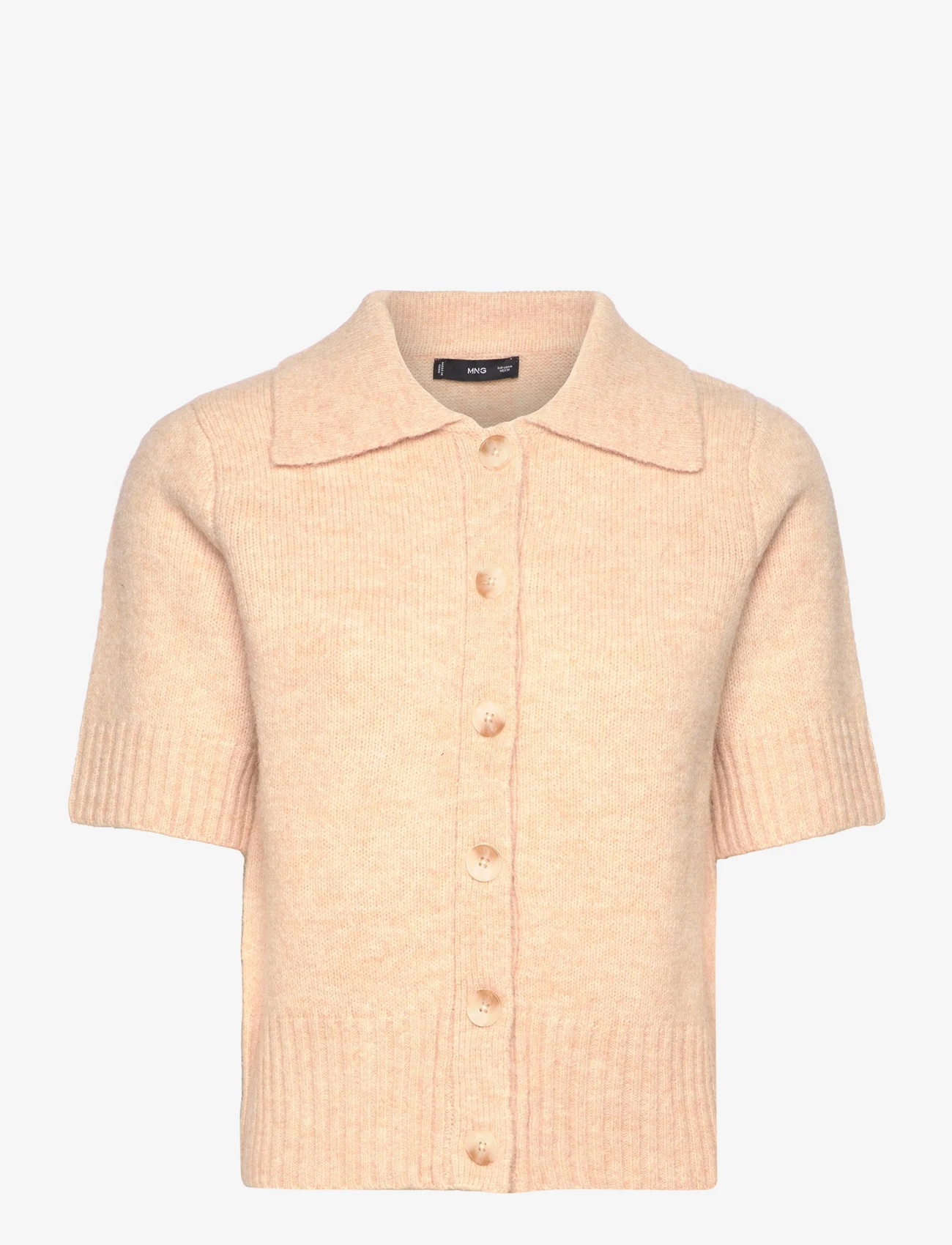 Mango - Short-sleeved cardigan with shirt collar - laveste priser - light beige - 0