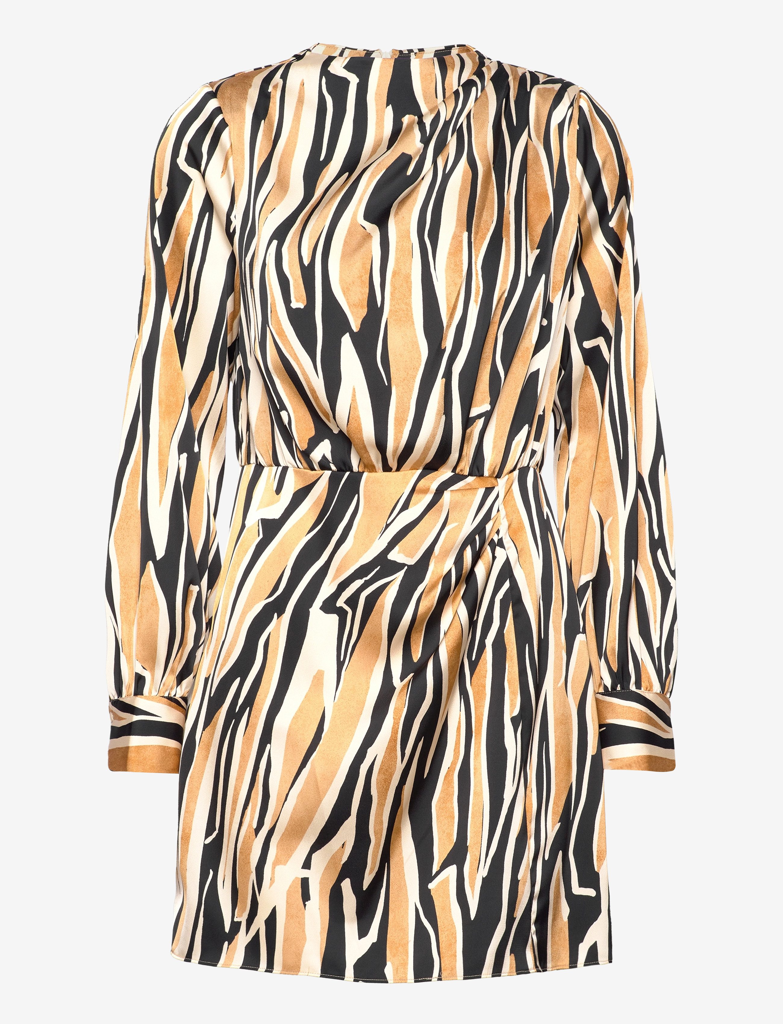 Short printed dress - DARK BROWN