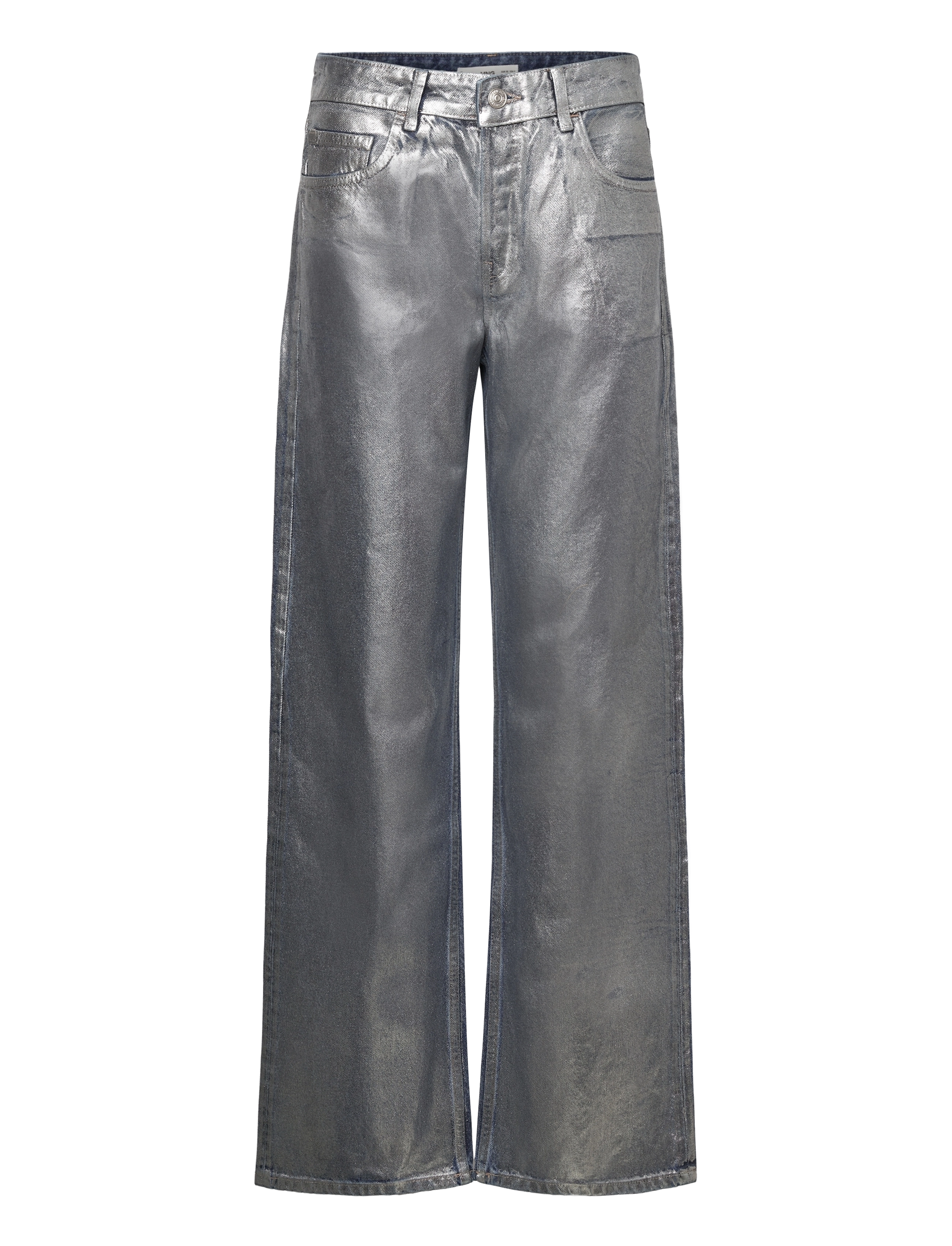 MANGO Straight Foil Jeans Silber - 34 - Damen