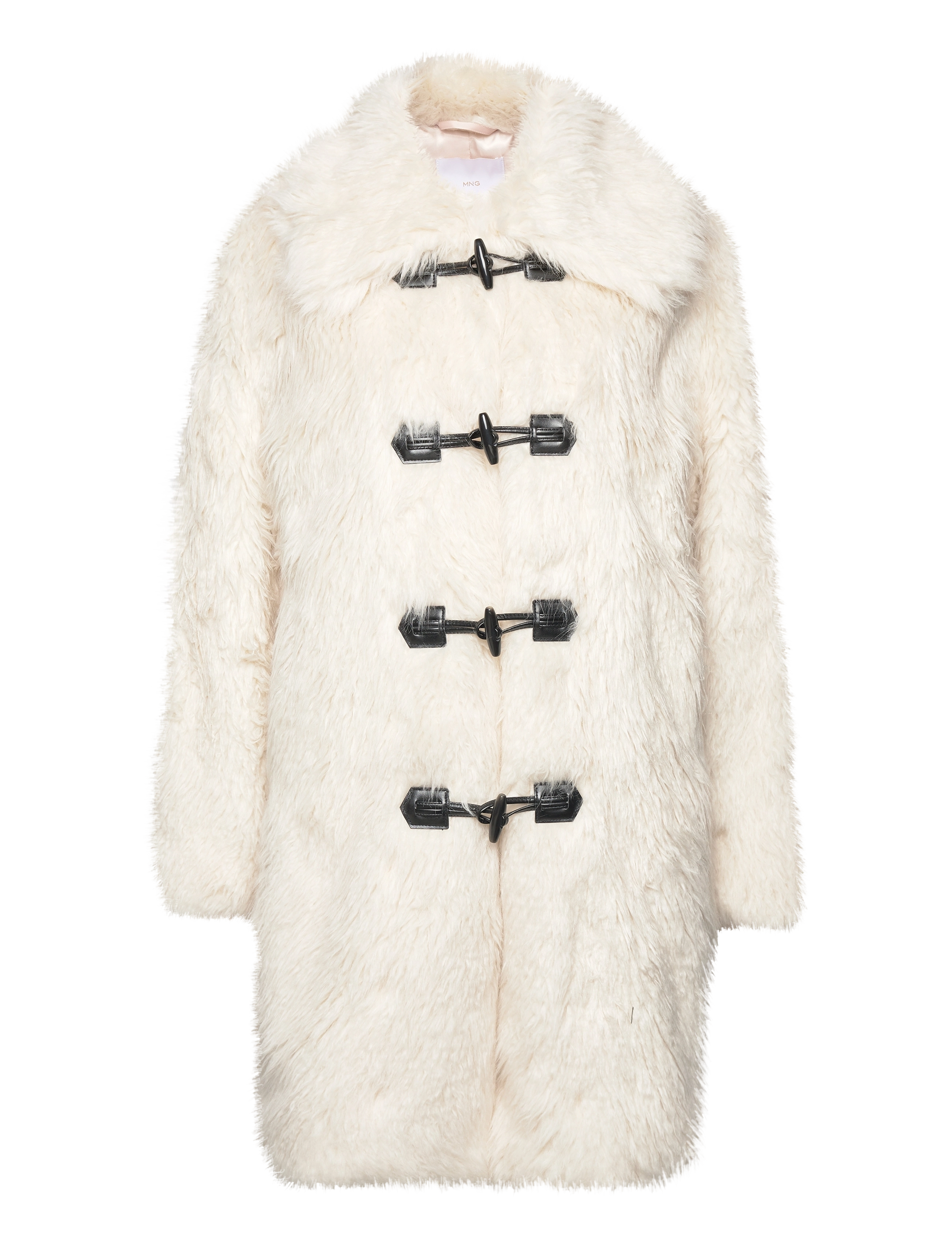 Faux-fur midi coat - WHITE
