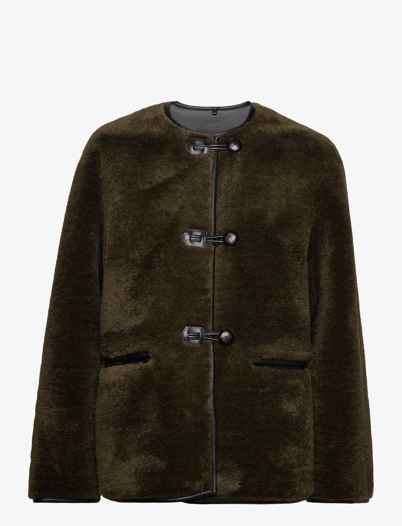 Mango - Fur-effect coat with appliqués - fake fur jakker - beige - khaki - 0