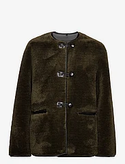Mango - Fur-effect coat with appliqués - fuskpäls - beige - khaki - 0