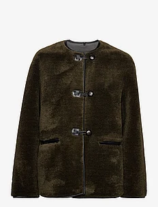 Fur-effect coat with appliqués, Mango