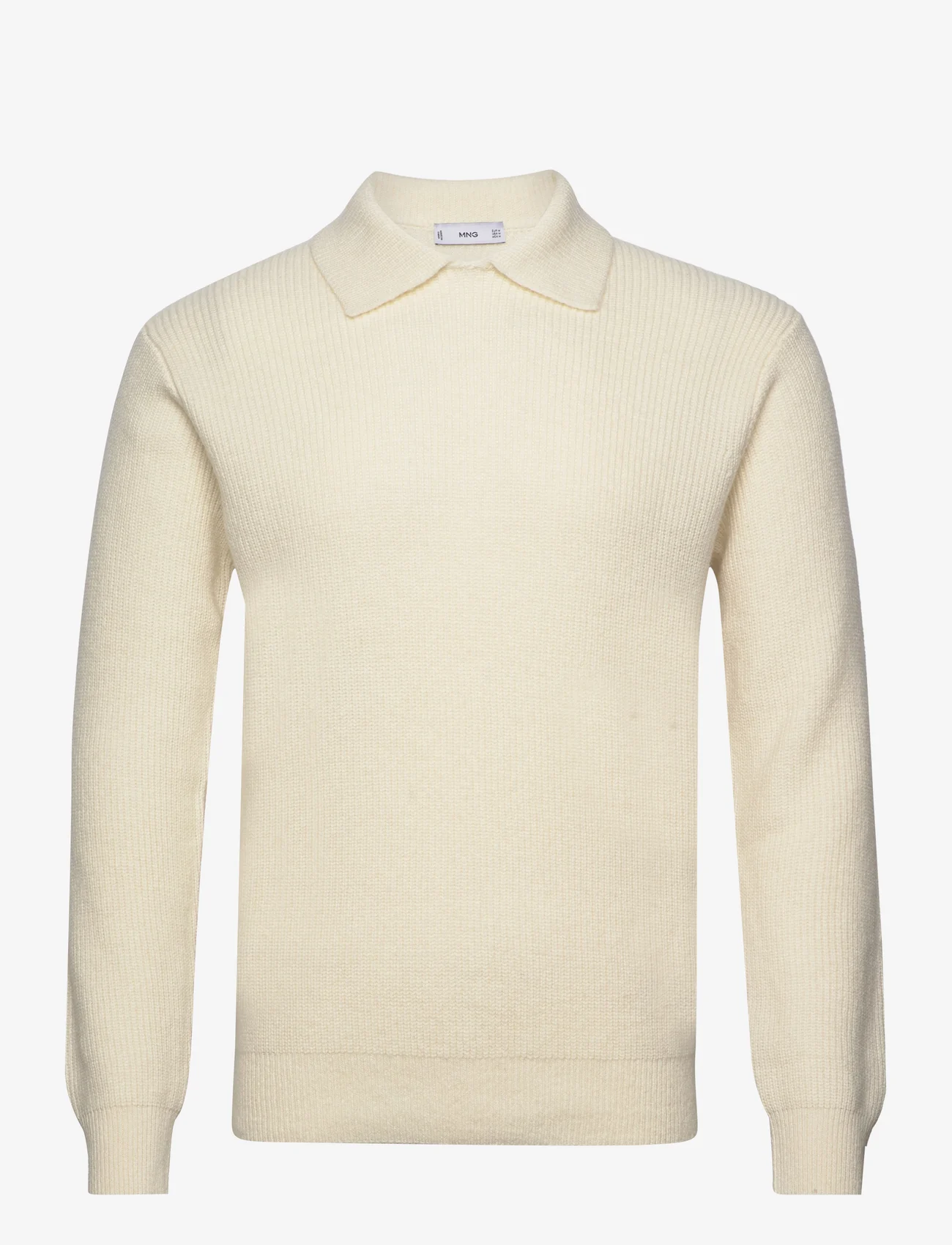 Mango - Ribbed wool polo shirt - strikkede poloer - natural white - 0