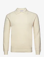 Ribbed wool polo shirt - NATURAL WHITE
