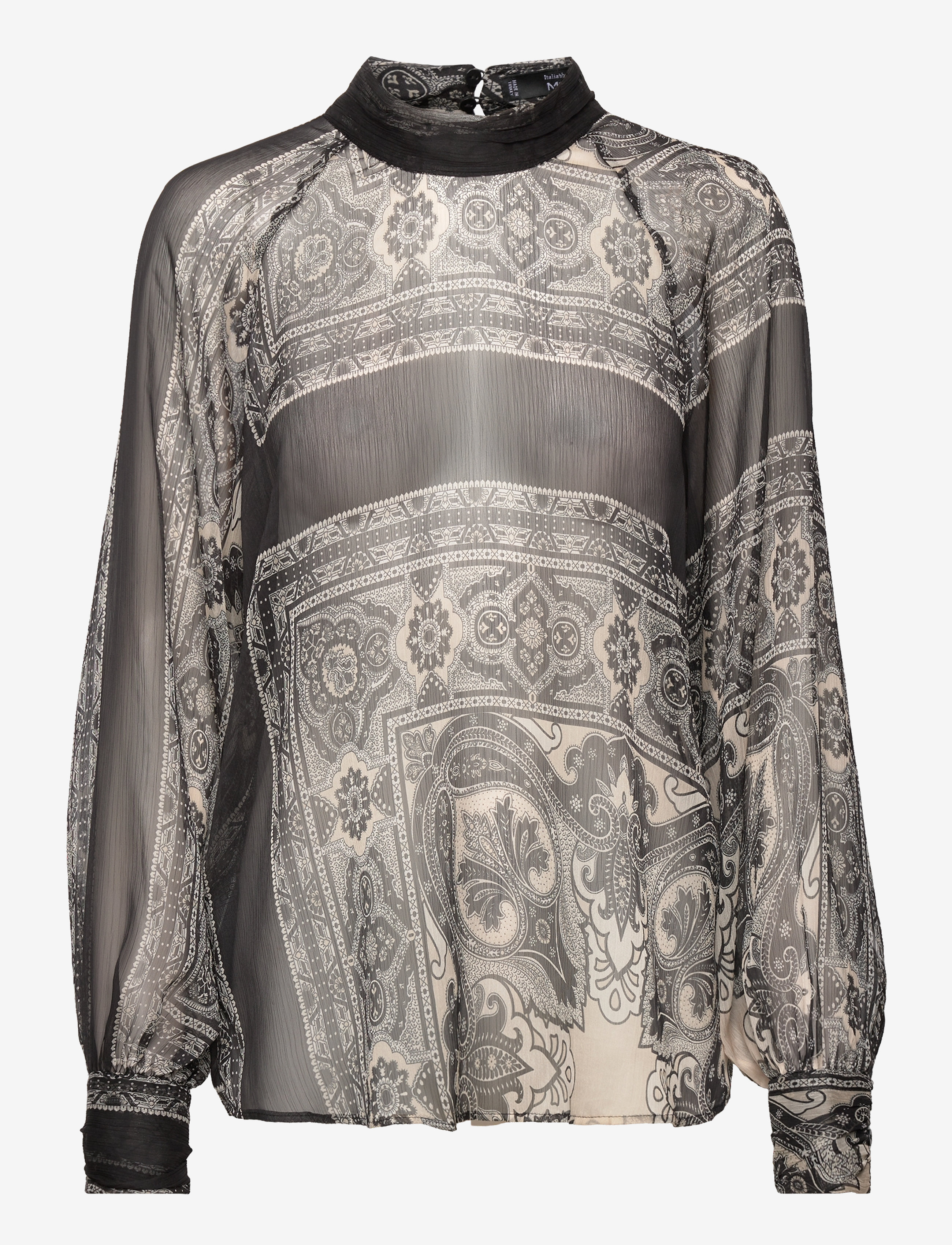 Sheer printed blouse - BLACK