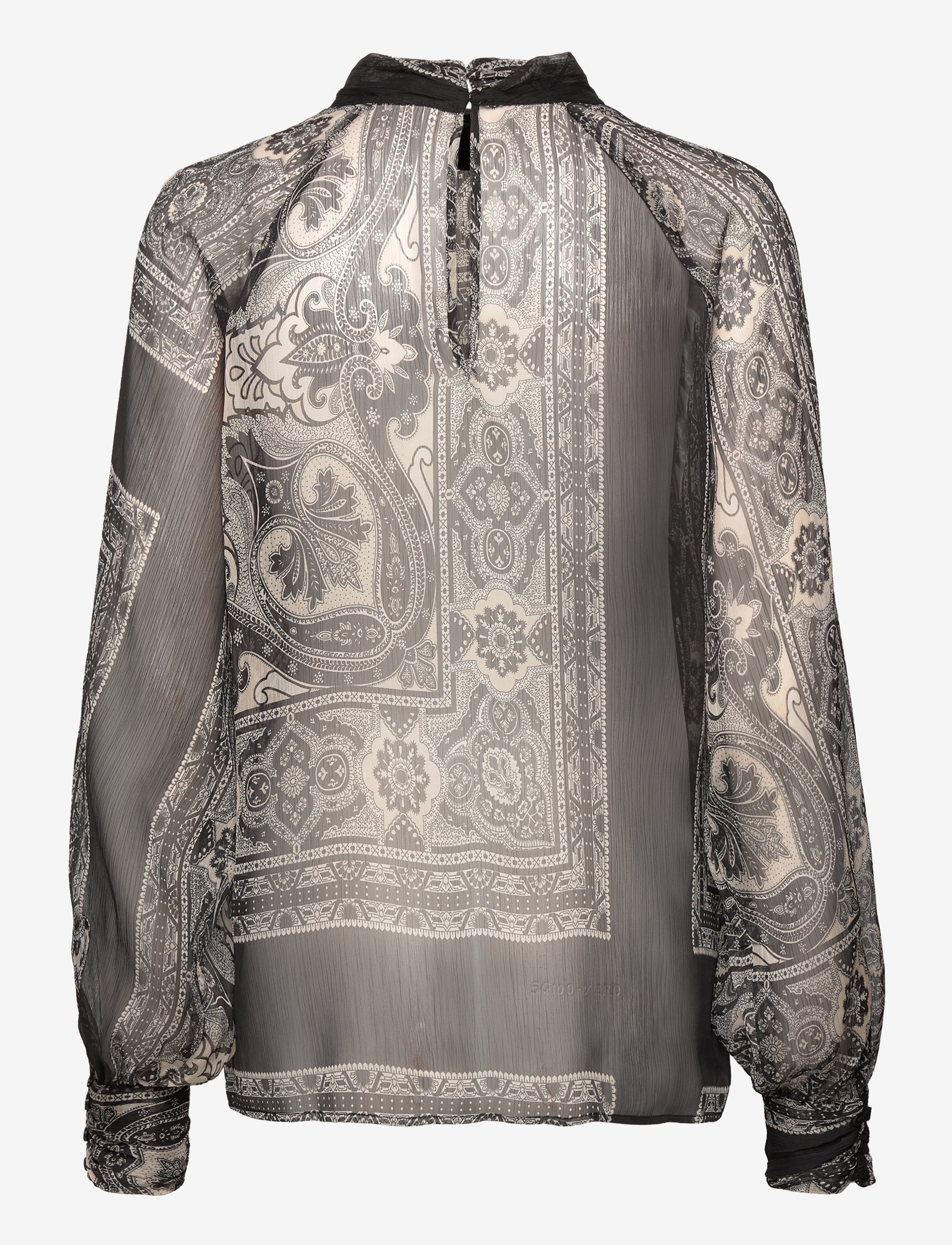 Mango - Sheer printed blouse - langærmede bluser - black - 1
