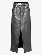 Long foil denim skirt - BLACK