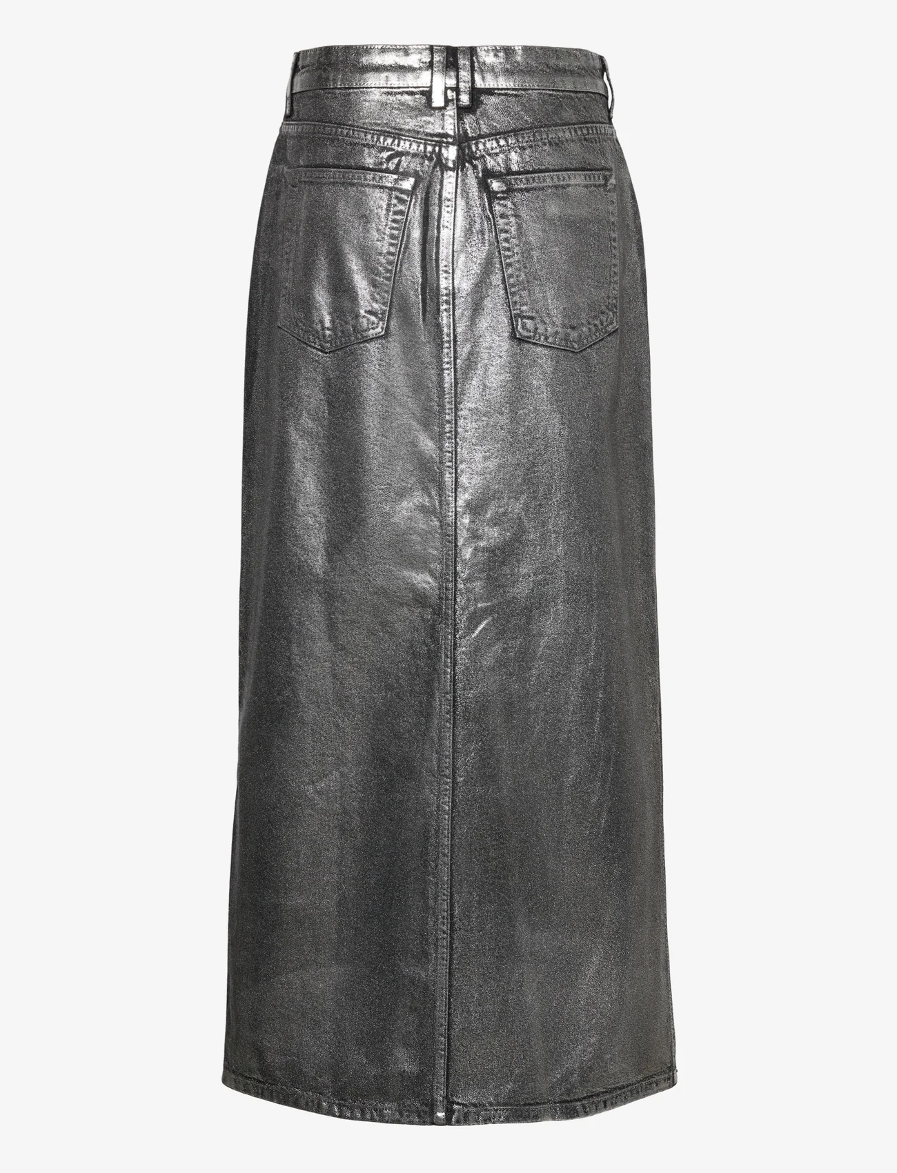 Mango - Long foil denim skirt - midi nederdele - black - 1