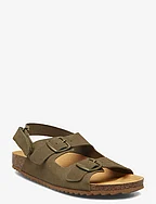 Buckle leather sandals - BEIGE - KHAKI