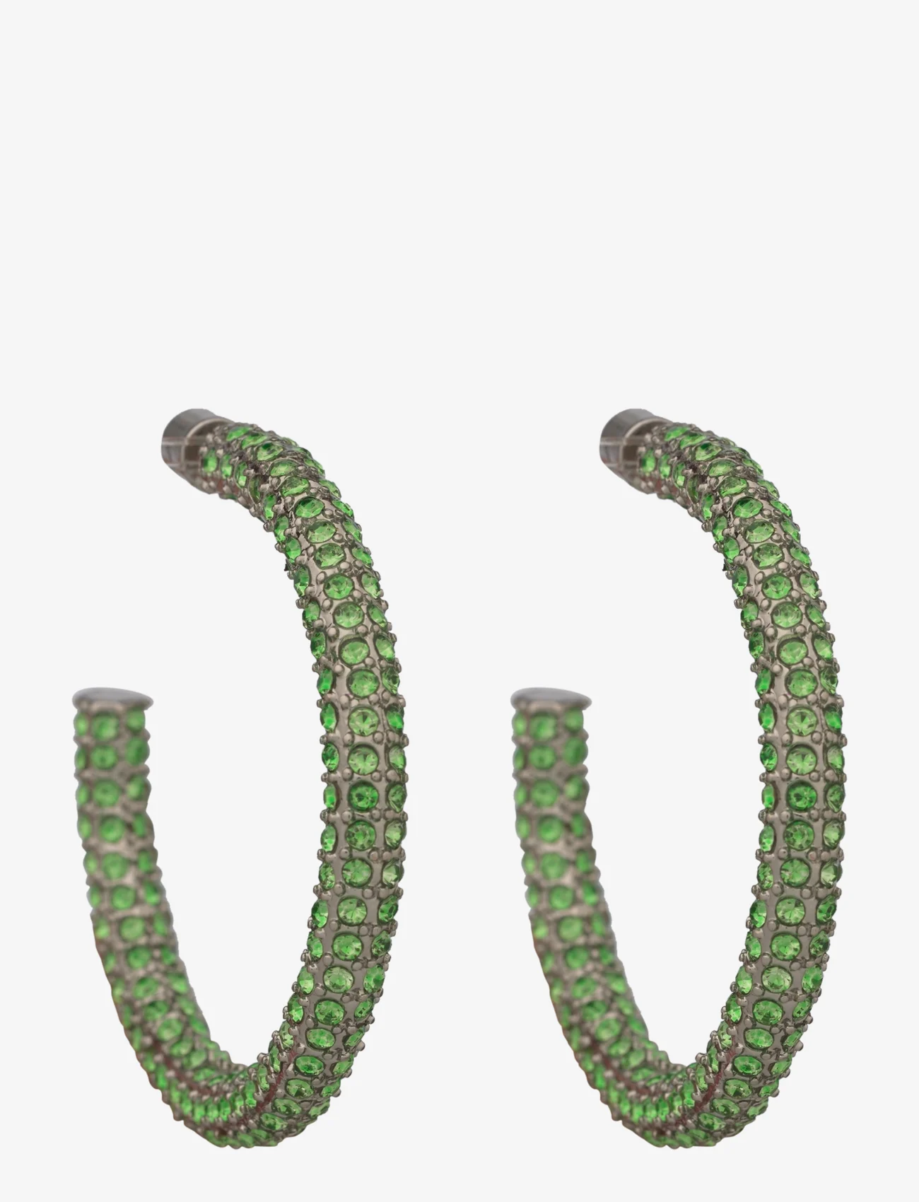 Mango - Rhinestone hoop earrings - korvarenkaat - green - 0
