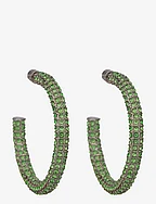 Rhinestone hoop earrings - GREEN