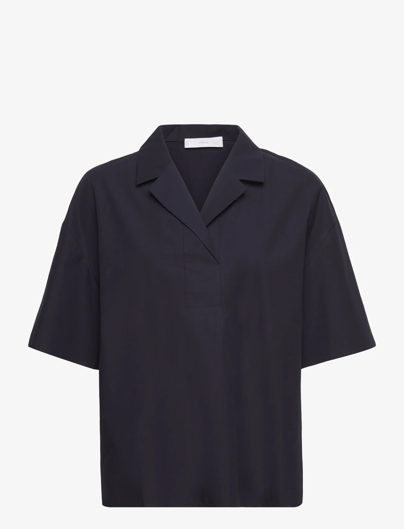 Mango - Short sleeved cotton shirt - kortærmede skjorter - navy - 0