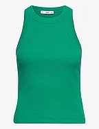 Ribbed cotton-blend top - GREEN