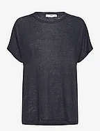 Oversized linen t-shirt - NAVY