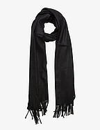 Fringed edge scarf - BLACK