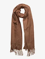 Fringed edge scarf - MEDIUM BROWN