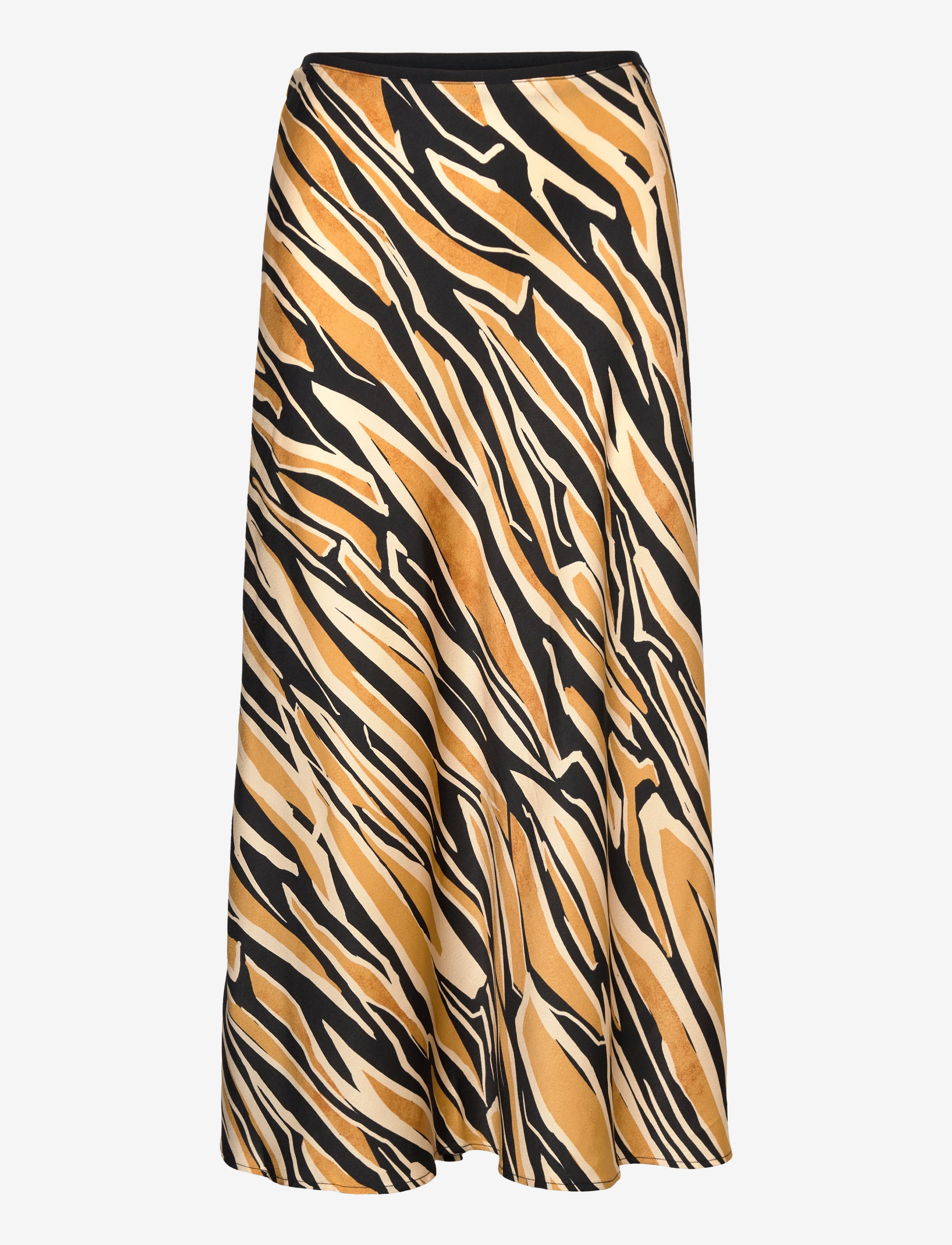 Mango Printed satin skirt - Nederdele - DARK BROWN / yellow