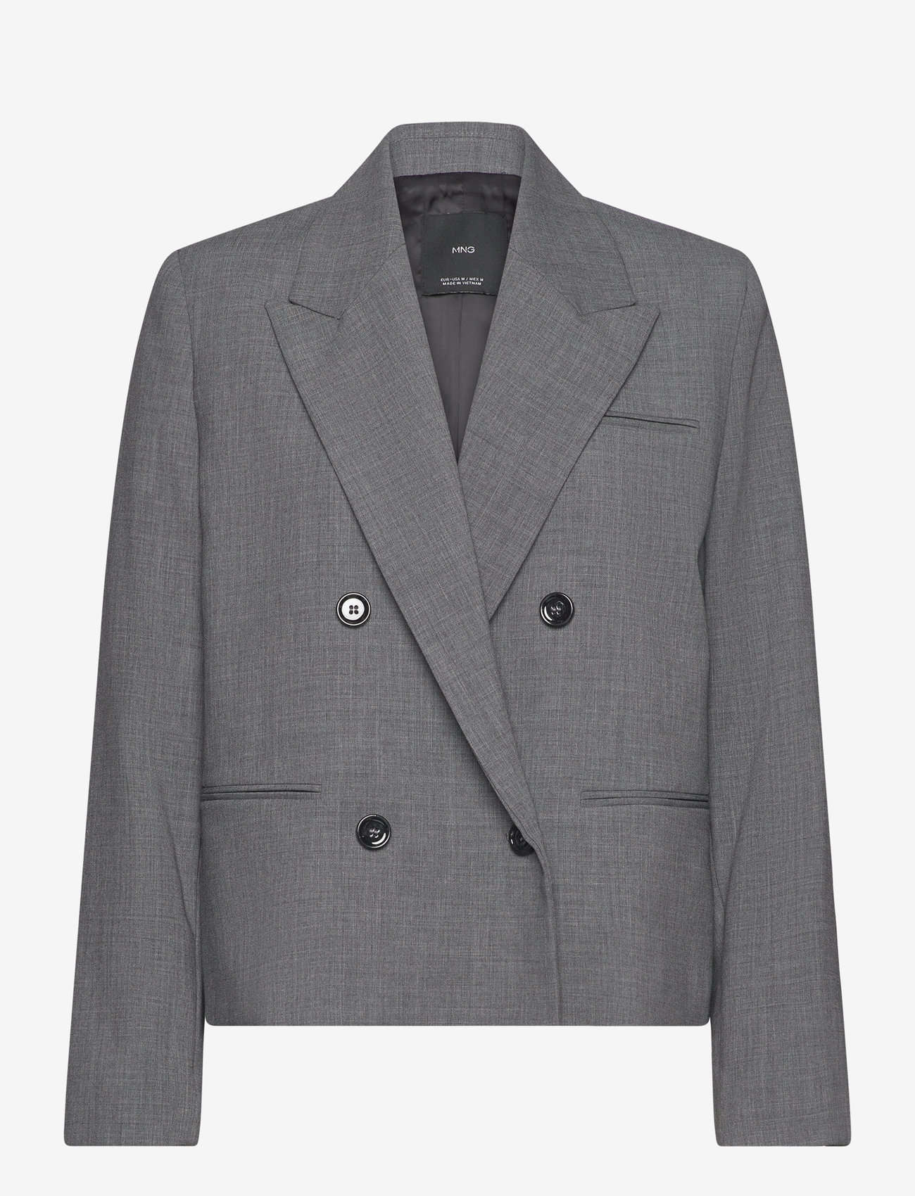 Mango - Double-breasted cropped jacket - dobbeltradede blazere - grey - 0