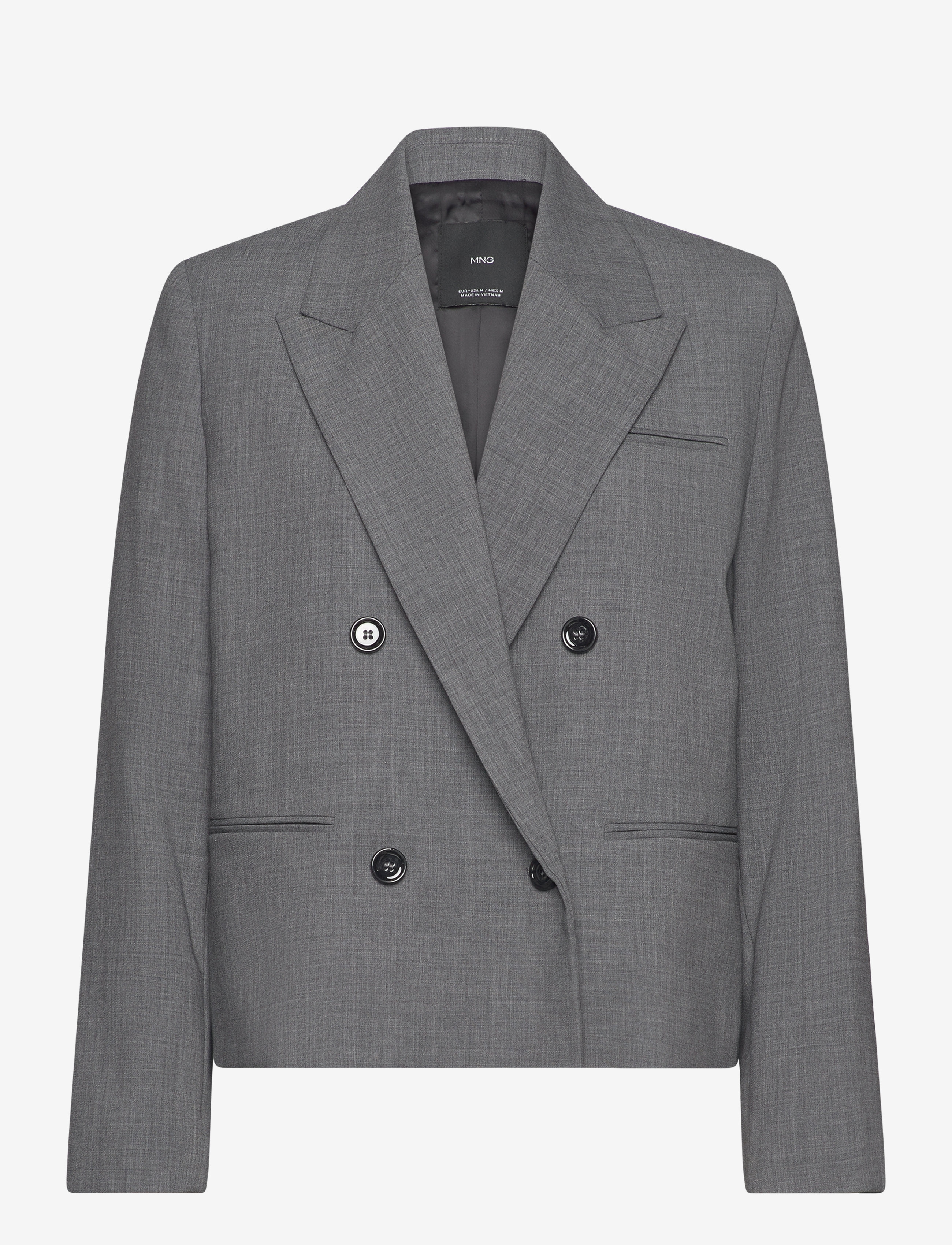 Double-breasted cropped jacket - GREY