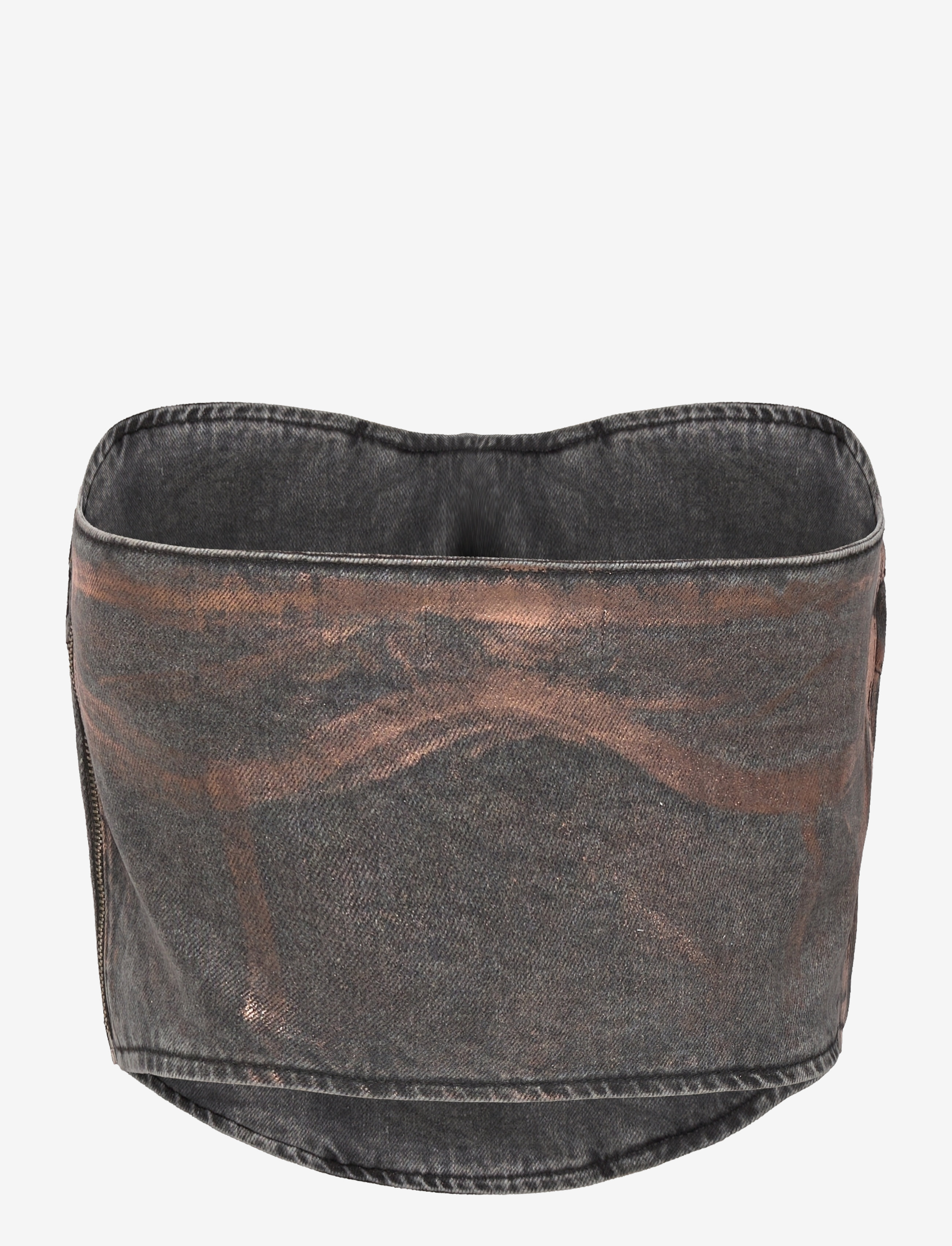 Mango - Denim foil top - crop tops - rust - copper - 1