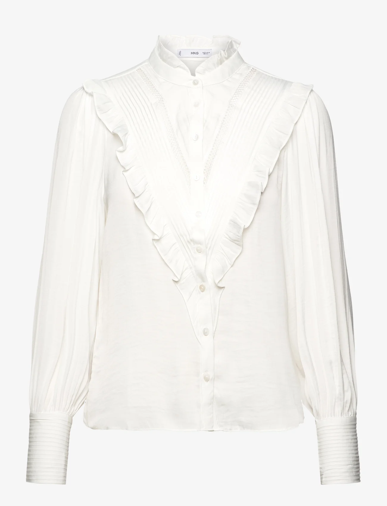 Mango - Shirt with ruffle detail - langermede bluser - natural white - 0
