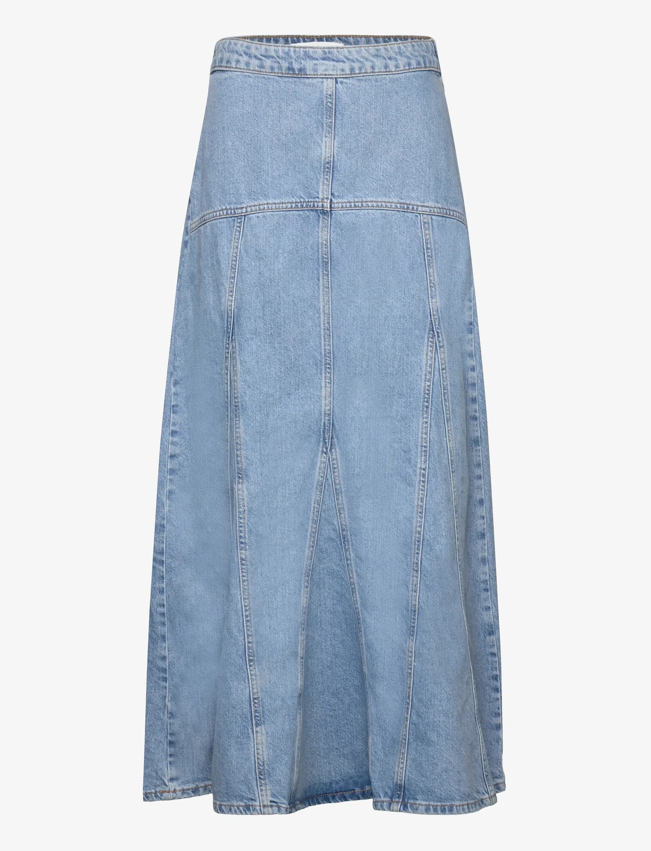 Mango - Long denim skirt with seams - midi nederdele - open blue - 0