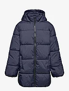 Quilted long coat - NAVY